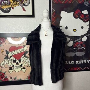 Pinc Premium Black Faux Fur Vest Glam Statement Layering